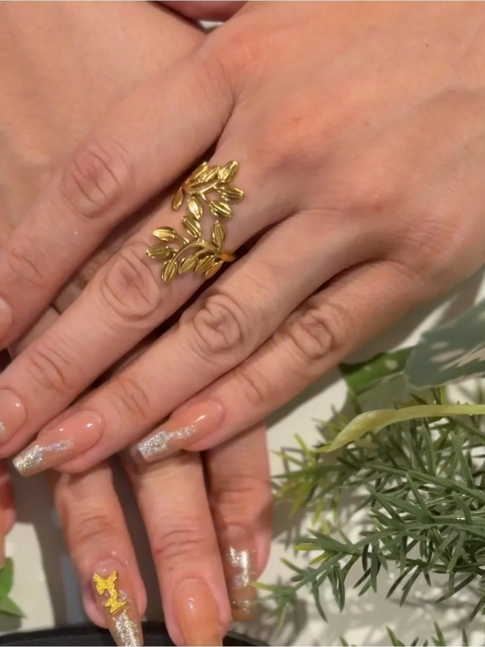 18K Gold Plated Forever Shine Leaves Ring